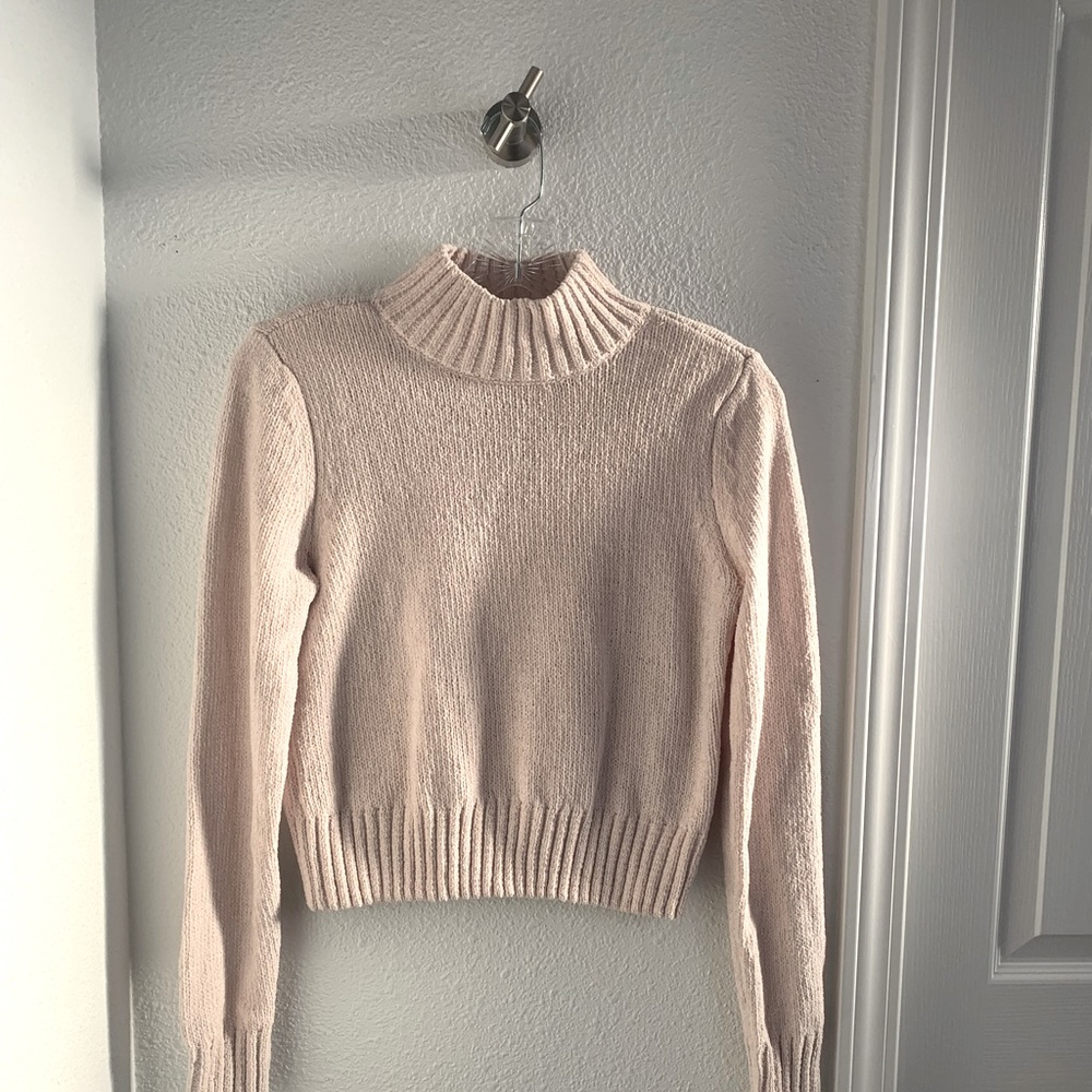 NWT Danielle Bernstein Chenille Cropped Blush Pink Sweater